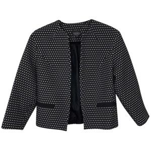 Topshop Black & White Diamond Open Front Blazer